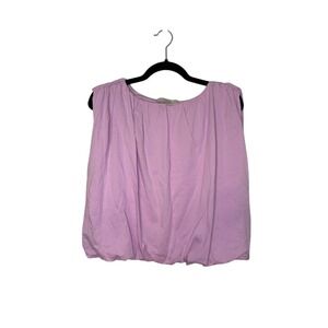LOFT Women's Purple Sleeveless‎ Blouse Tank Top Gathered Neckline Size L NWT
